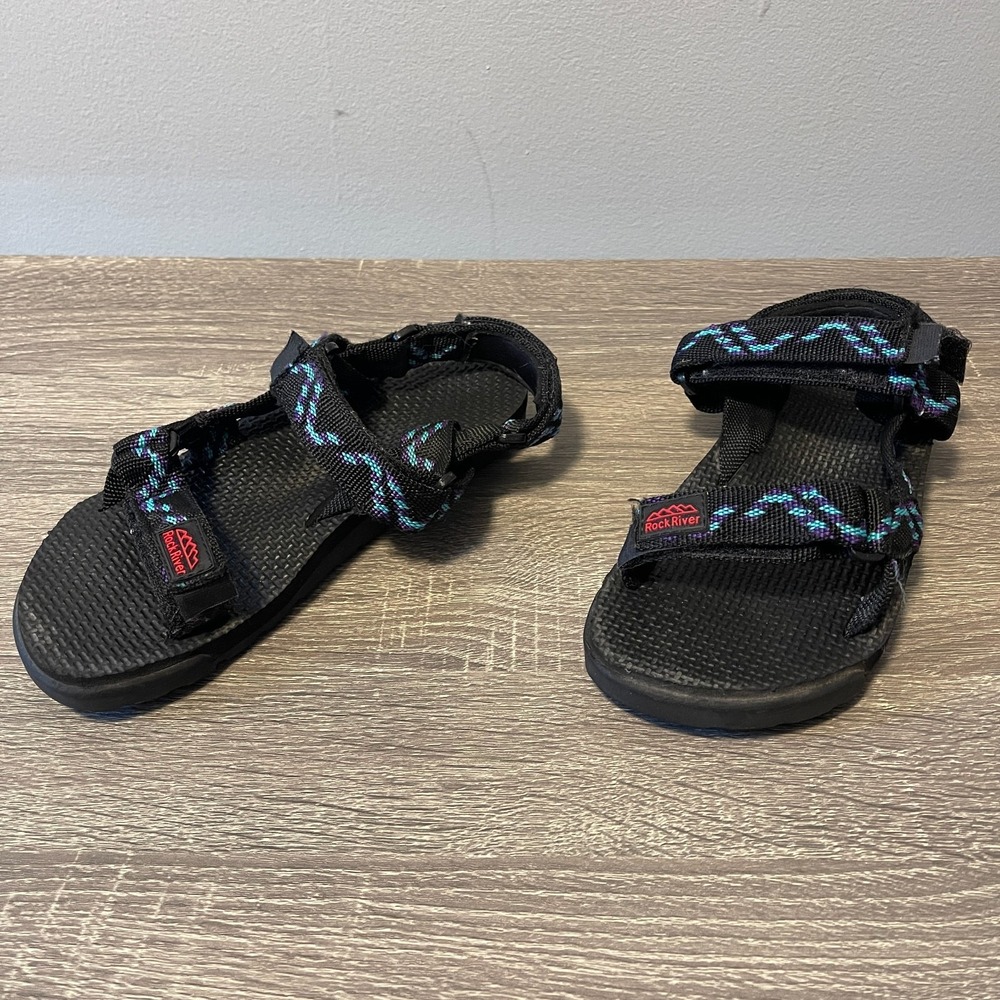 Rock River Sport Sandals Womens 7 M Black Teal Purple Strap Hiking Water Sandals